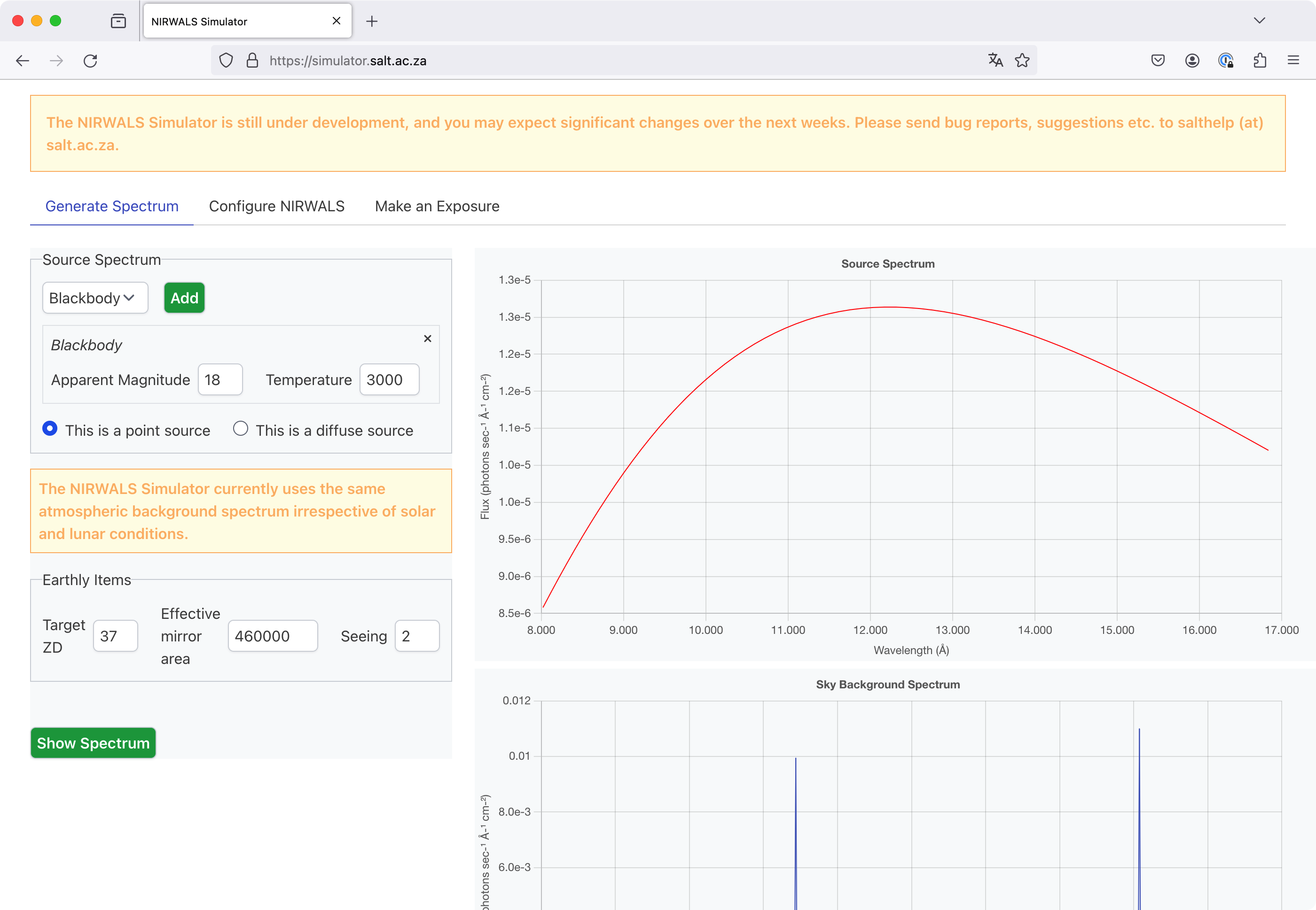 The Generate Spectrum tab with plots shown.